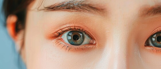 Naklejka premium Close-Up of Eyes Makeup Look in Peach Color