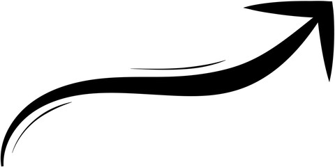 Symbol of black arrow on transparent background with png . Diagonal and isolated arrow