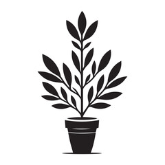 silhouettes of various trees on white background