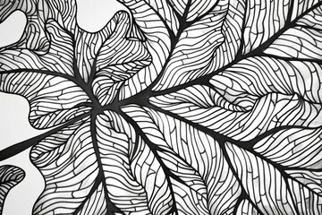 Cartoon cute doodles of an intricate pattern of veins on a leaf, Generative AI