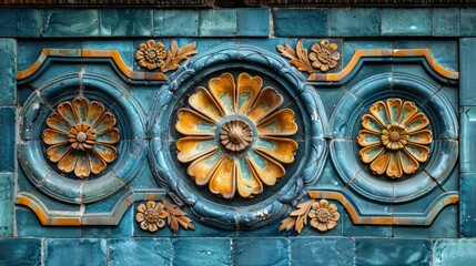 Obraz premium Exquisitely Decorated Tiles In The Plaza De Espaýa Showcase Artistic Beauty