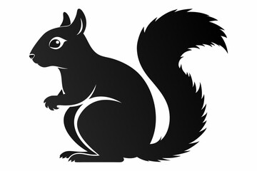 Sitting squirrel silhouette with big tail