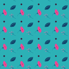 floral seamless pattern on turquoise background
