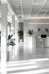 Minimalist office background with clean lines and a simple color palette.
