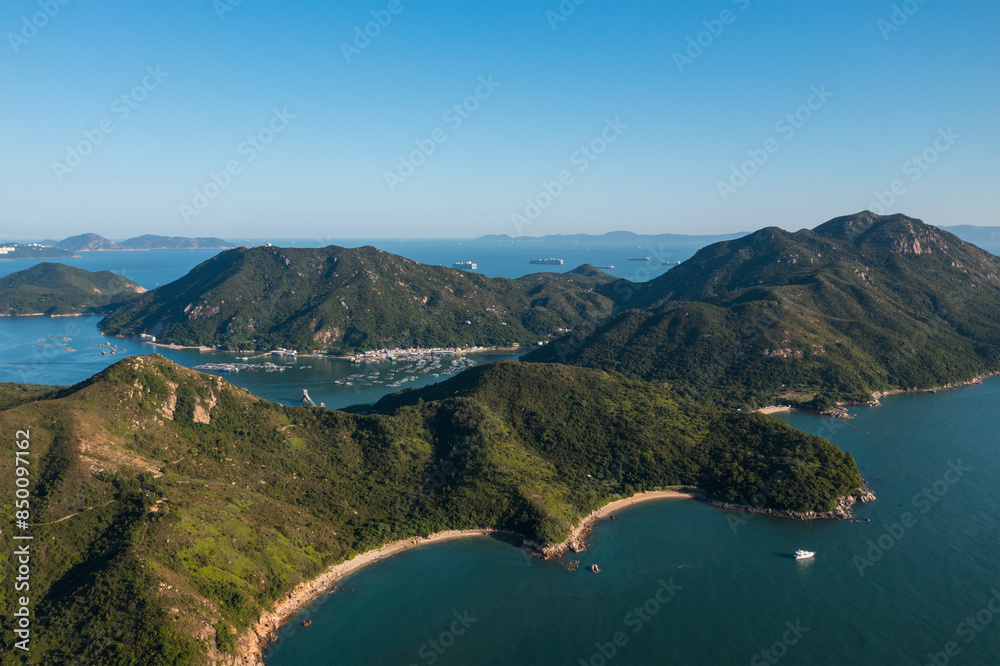 Wall mural Top view of Lamma island in Hong Kong