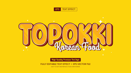 Vector editable text effect topokki korean food text style