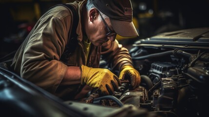 Male mechanic showcases car battery replacement, emphasizing essential auto maintenance skills