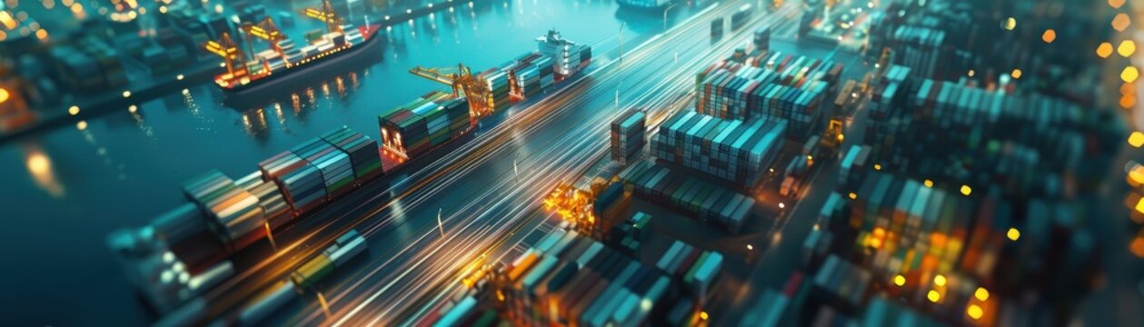 A cityscape with a river running through it. The buildings are tall and colorful, and the sky is cloudy. Scene is one of excitement and energy, as the city seems to be bustling with activity