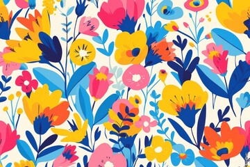 Fototapeta premium Graphic Blooms: Abstract and Contemporary Seamless Pattern