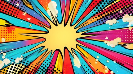 Fototapeta premium Comic abstract pop art background featuring a thunder illustration