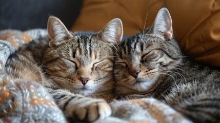 Cats Curled Up To Sleep, Exuding Pure Contentment