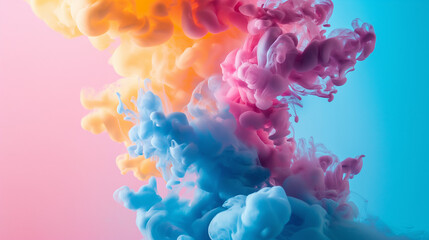 Fototapeta premium multiple colorful paint, red and yellow liquid, smoke splashes, colorful splashes, colorful smoke on white, smoke, colorful smoke on white, splashes, abstract colorful background