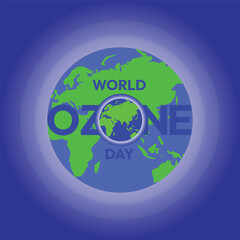 world ozone day design, ozone layers with earth and  blue background.