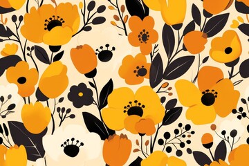 Obraz premium Graphic Blooms: Abstract and Contemporary Seamless Pattern