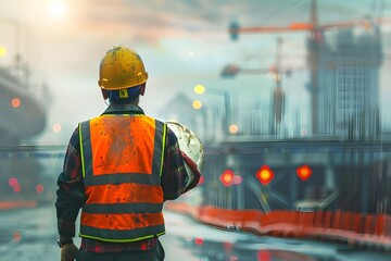 construction worker with helmet,construction worker holding his helmet