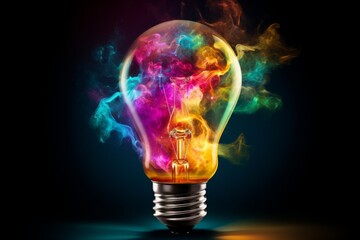 Vibrant light bulb explosion  innovative concept for business, tech, and creativity