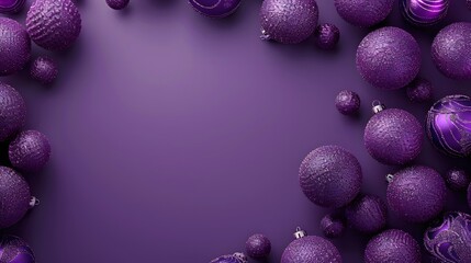 Abstract banner with purple christmas balls. 