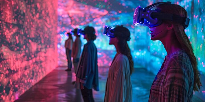 wearing AR glasses or using AR-enabled devices experience immersive virtual overlays, interactive displays, and holographic projections, blurring the lines between the physical and digital worlds