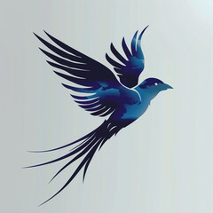 Obraz premium Stylish bird illustration in shades of blue, capturing the elegance and freedom of avian flight with a modern artistic flair