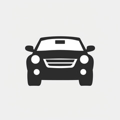 Simple black and white car icon, representing modern automotive design with clean lines and a minimalist approach