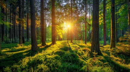 Fototapeta premium Forest with Tall Trees 