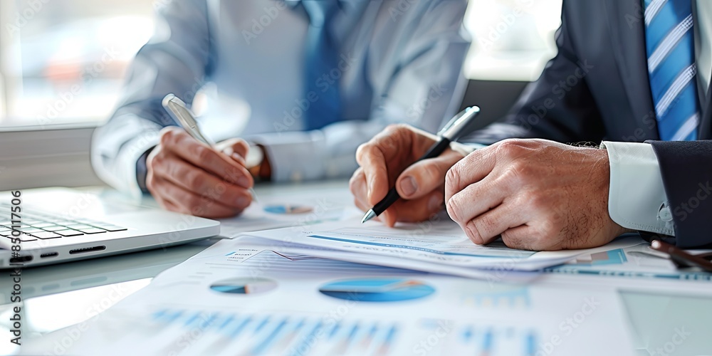 Poster Performance review involves assessing individual or team performance, providing feedback, and setting goals for improvement during a business meeting