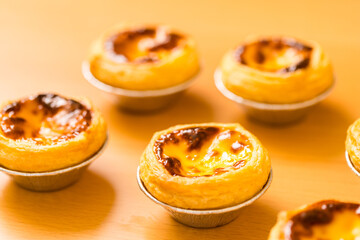 Stack of Portuguese egg tart