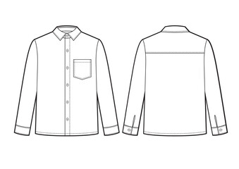 Kids Shirt flat sketch, fashion vector template