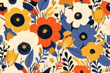 Blooms Abstract and Contemporary Seamless Pattern