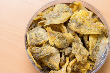 Delicious crispy fish skin snack