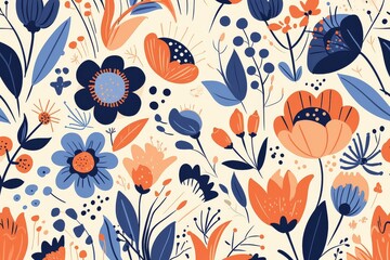 Blooms Abstract and Contemporary Seamless Pattern