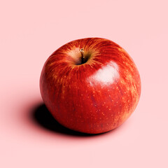 One ripe red apple close-up under studio lighting.
