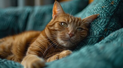 A Handsome Orange Cat Lounging In A Relaxed Pose