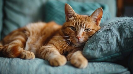 A Handsome Orange Cat Lounging In A Relaxed Pose