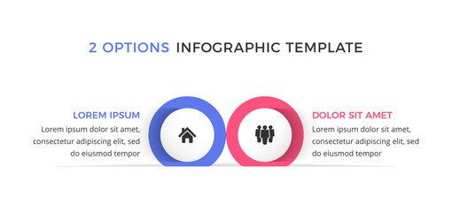 Choice process infographic template with 2 options, vector eps10 illustration