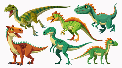 Set Of Dinosaurs Vector Illustration, Collection Of Dinosaurs

