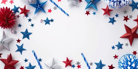 Fototapeta premium White background featuring patriotic decorations for Patriot Day.