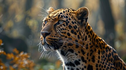 Obraz premium A Majestic Leopard Stands Tall, Exuding Power And Grace