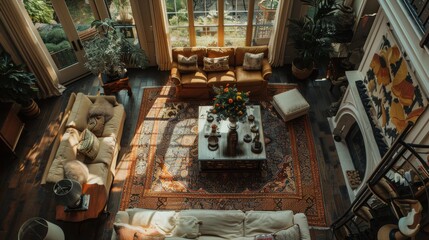 Aerial photograph capturing the beauty and balance of interior decor