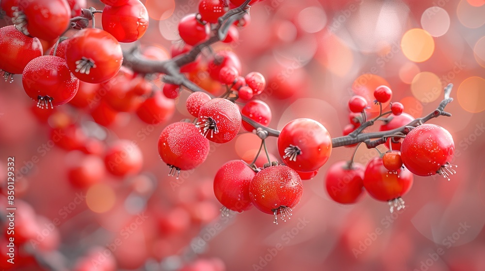 Wall mural red berries on a tree