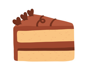 Birthday cake slices set. Sweet holiday bakery pieces collection. Pastry chocolate fruit, berry dessert with candles for breakfast. Vector hand drawn flat cartoon illustration