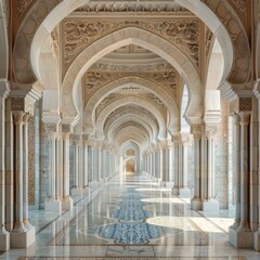 Fototapeta premium Beautiful Islamic architecture with space for your promotional text.