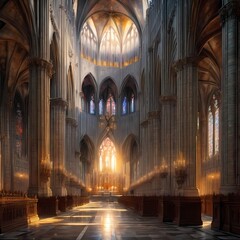 Obraz premium cathedral oil painting styled illustration. Extremely detailed high resolution image