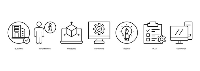 BIM icon vector illustration . building, information, modeling, software, design, plan, documentation, infographic, template, presentation, concept, banner, pictogram, icon set, icons
