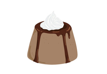 生クリームをのせたココアプリン