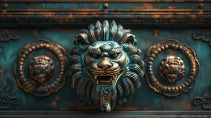 A Chinese Lion Head Door Knocker Exudes Historical Grandeur