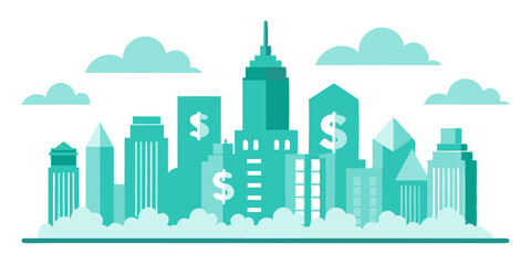 Obraz premium A vector illustration capturing the essence of the City skyline, with prominent buildings.