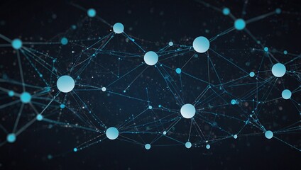  Abstract connected dots and lines on blue background. Communication and technology network concept with moving lines and dots