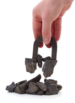 Iron ore and magnet.