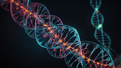 Abstract luminous DNA molecule. check with analysis chromosome DNA genetic of human on virtual interface